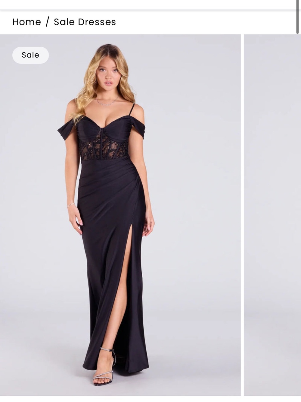 Windsor Black Off-Shoulder Lace Bodice Maxi Dress